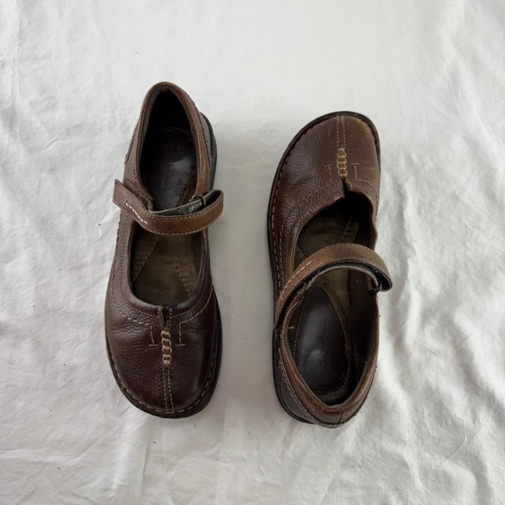 Brown Leather Mary Jane Shoes Sz 8M Y2k Granola Girl Boho Gorpcore 90s